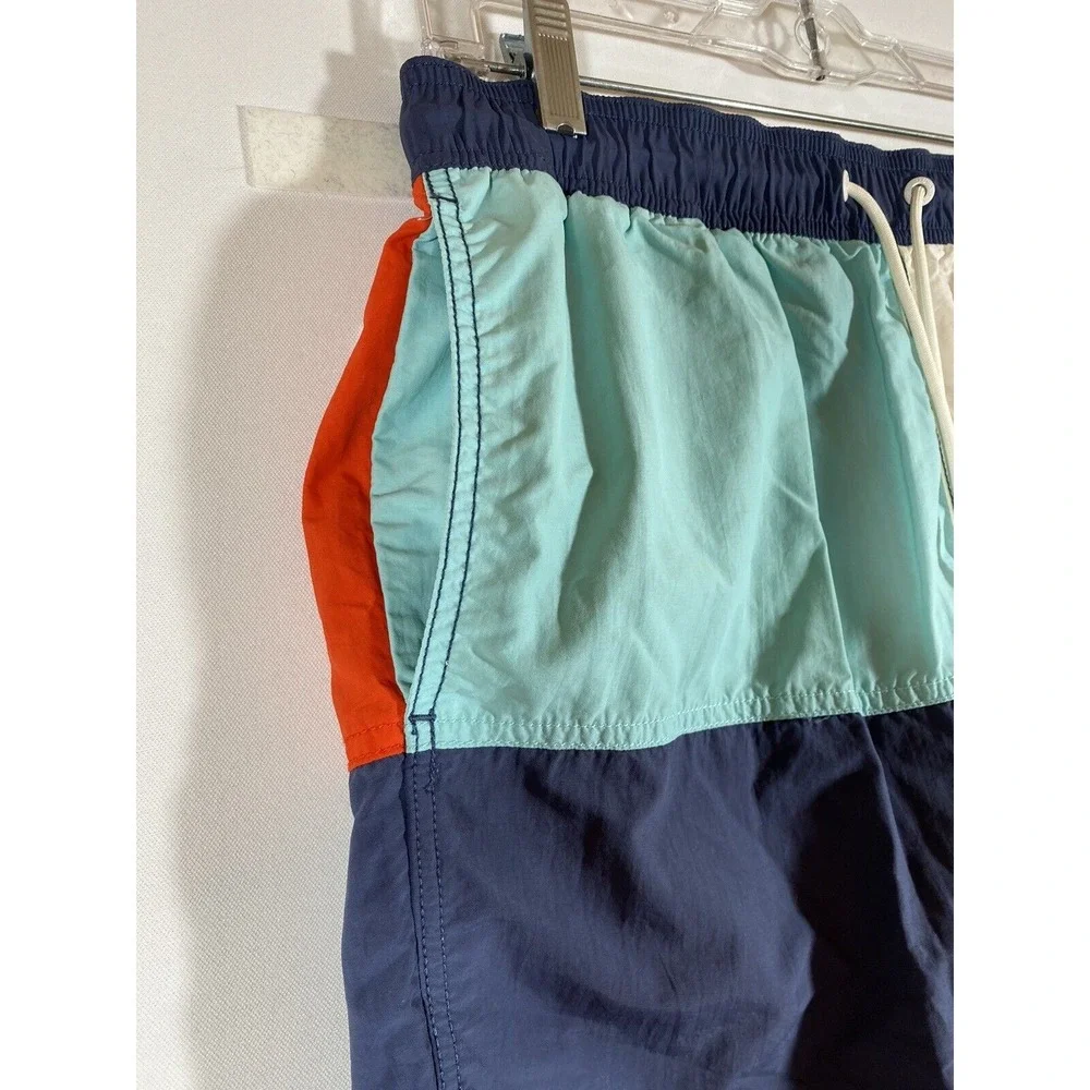 Nautica Vintage Men's Swim Trunks Medium Multicolor Embroidered Logo‎ Lined